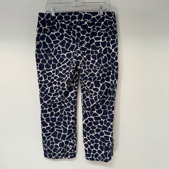 Lilly Pulitzer Spotted Animal Print Palm Beach Fit Capri Crop Pant Women 12 Blue - Picture 2 of 9